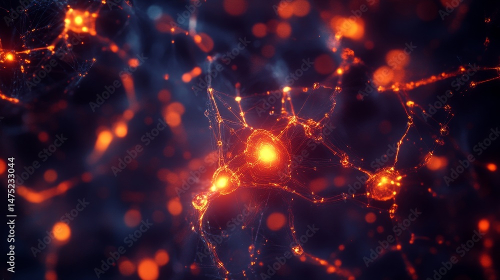 Poster dynamic neural connections in a digital landscape abstract art dark environment artistic view neural