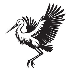 Alone in the Sky Stork silhouette – Stork illustration – Minimalist Stork vector – Bird silhouette

