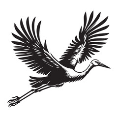 Stork silhouette with clean lines in the air – Stork illustration – Minimalist Stork vector – Bird silhouette

