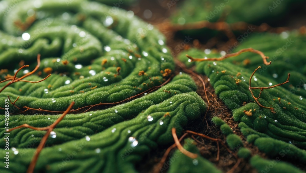 Poster textured green moss background with a focus on select areas. high-resolution image