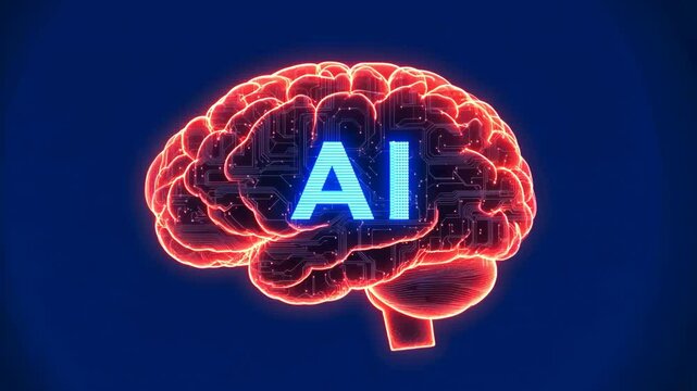 the concept of artificial intelligence to help the human brain and unlock potential and limitless possibilities. Together with the brain, AI can revolutionize our future, the brain shines and explodes
