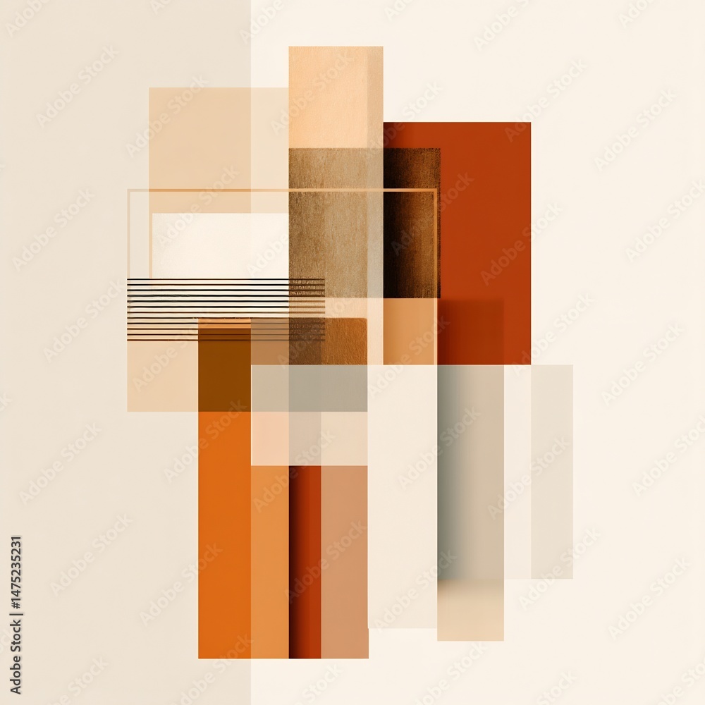 Poster complex interplay of geometric forms with earth tones and subtle transparency