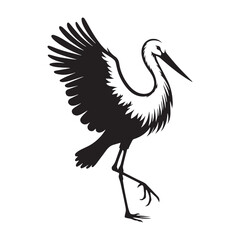 Stork silhouette in majestic flight above – Stork illustration – Minimalist Stork vector – Bird silhouette

