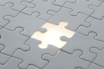 Fototapeta premium Glowing Minimalist 3D Jigsaw Puzzle Piece