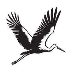 Elegant Stork silhouette soaring above – Stork illustration – Minimalist Stork vector – Bird silhouette

