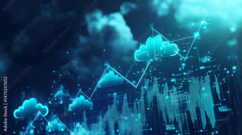 Poster data visualization trends in cloud computing global tech hub infographic digital environment aerial 