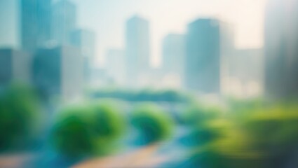 Panoramic background with an abstract blurred depiction of buildings