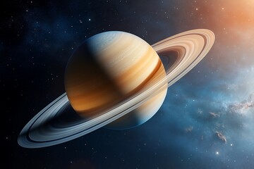 Stunning view of saturn and rings in the cosmic expanse