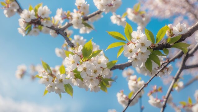 Early Spring Bird Cherry: Pentamerous White Petals in Wild Cherry Blossom Focus