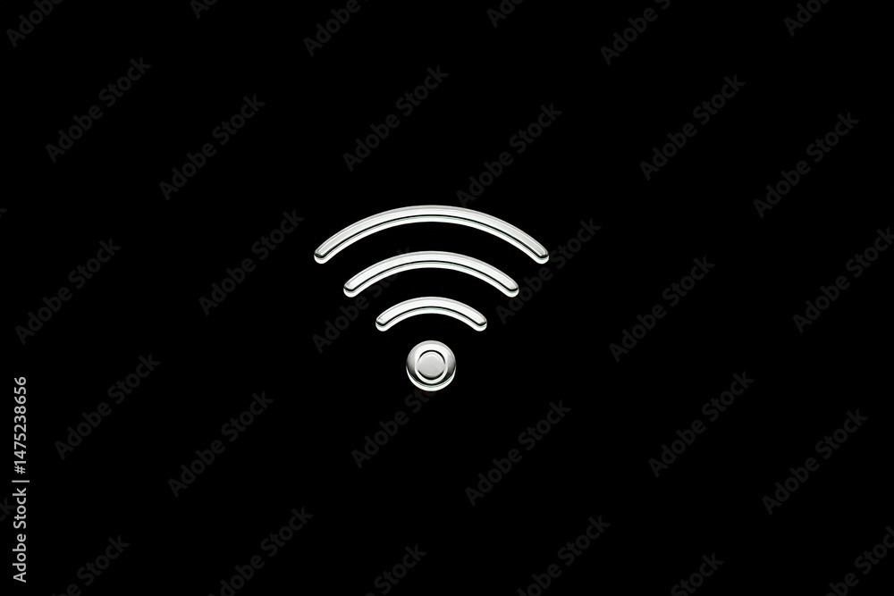 Poster a simple white wifi icon is centered on a solid black background.