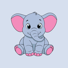 Fototapeta premium Cute Baby Happy Elephant Playing Clipart Vector Art, Icons, and Graphics for Free Download