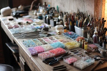 Handmade Jewelry Side Hustle with Tools and Beads on Table
