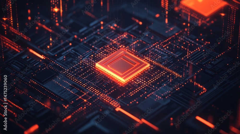Poster dynamic data visualization of high-tech circuitry digital environment graphic design abstract viewpo