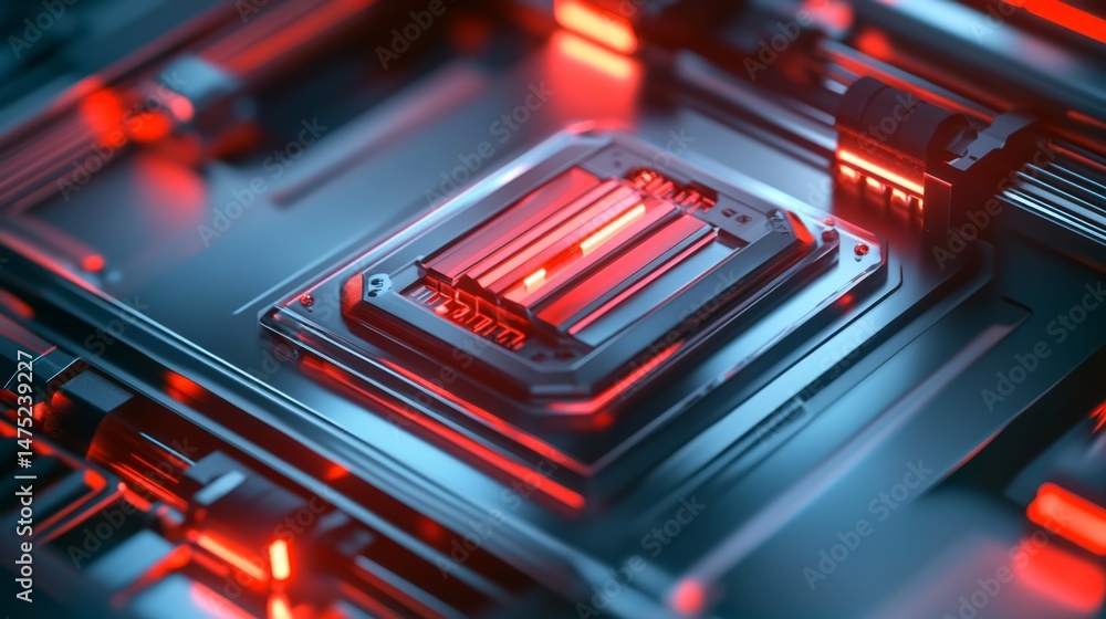 Aufkleber futuristic technology design digital space 3d render high-tech environment close-up view innovation 