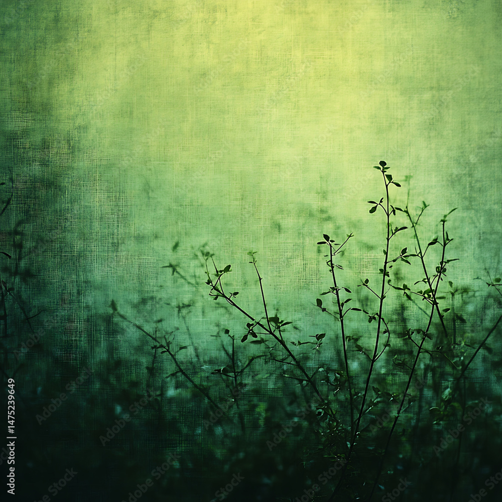 Poster serene and tranquil background featuring delicate branches and leaves, creating calming atmosphere w