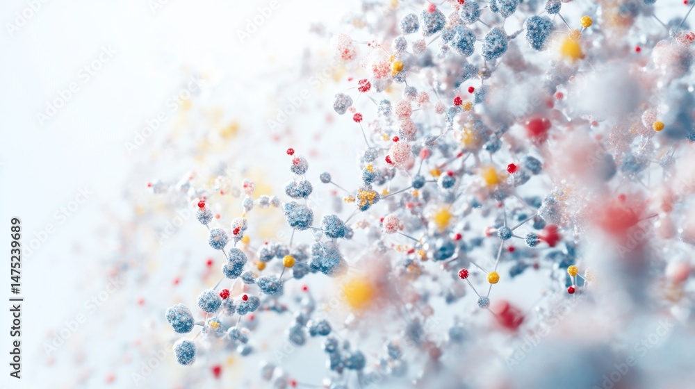Aufkleber molecular interactions study laboratory abstract visualization scientific environment macro view che