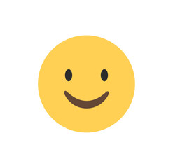 Fototapeta premium Smiley face emoji, Happy expression icon, Yellow round face, Positive mood symbol, Simple smile emoji, Joyful emoticon, Flat design emoji face, vector illustration.
