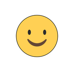 Fototapeta premium Smiley face emoji, Happy expression icon, Yellow round face, Positive mood symbol, Simple smile emoji, Joyful emoticon, Flat design emoji face, strock.