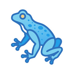Cartoon blue poison dart frog on black background illustration