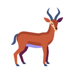 Gazelle illustration in flat style on black background