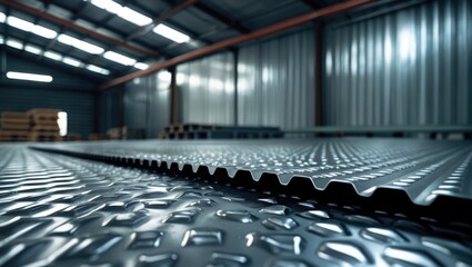 Steel with a chicken feet pattern. Well-suited for flooring or as lining for walkways, stairways, and cold room walls.