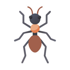 Flat design illustration of an ant insect on black background