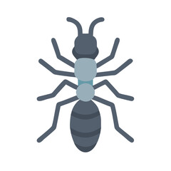 Flat style vector illustration of an ant on black