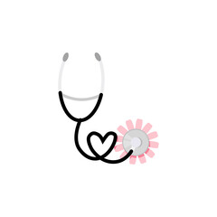 Stethoscope twisted in the shape of a heart and with a flower for Nurses Day