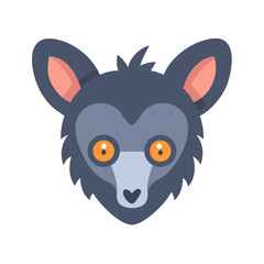 Stylized aye aye lemur head vector on black background