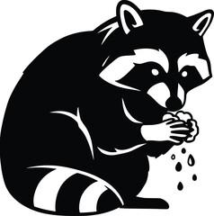 Fototapeta premium Vector Animal Illustration Raccoon Washing Paws