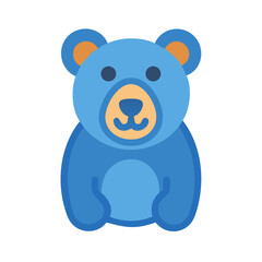 Isolated blue teddy bear vector illustration on black background