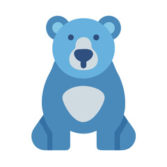 Cute flat style blue teddy bear on black background