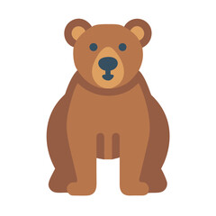 Cute brown bear icon illustration isolated against black background
