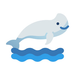 Fototapeta premium Simple flat illustration of beluga whale jumping from water