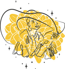 Hand drawn aesthetic woman print. Abstract contemporary fashion vector element