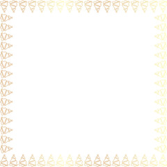 Golden Christmas tree frame. Festive greeting template with Christmas tree elements. Bright border