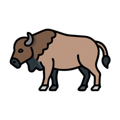 American Buffalo illustration on black background in flat design