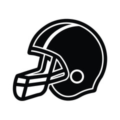 Black and white vector illustration of an american football helmet isolated on a white background