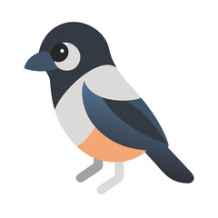 Stylized songbird illustration on black background for graphic design