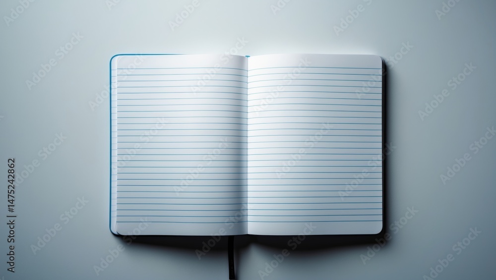 Poster empty open notebook with lined sheets