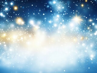 Fototapeta premium Sparkling Stars Abstract Background Digital Art with Bokeh Effect in Blue and Gold for Christmas and New Year Celebrations
