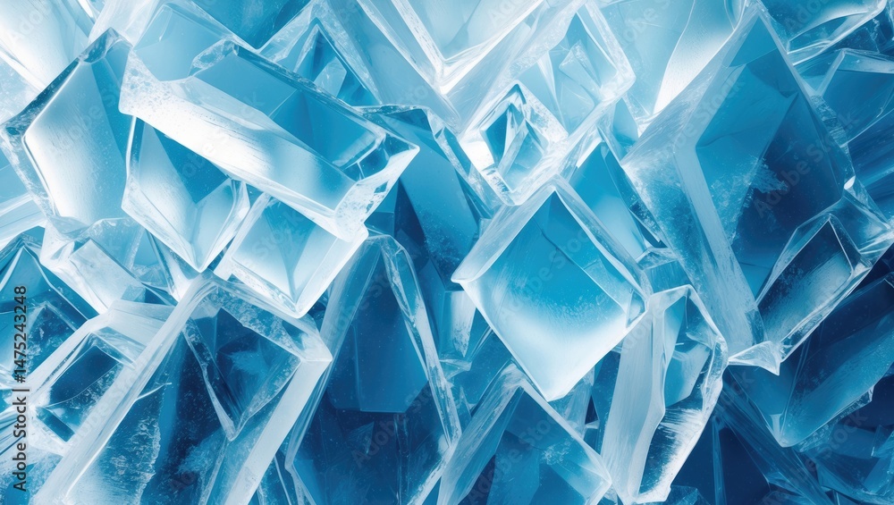 Poster abstract ice and frost patterns on a cold winter lake background