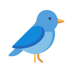 Simple Blue Bird Icon Illustration on Black Background