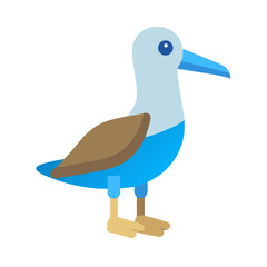Simple Flat Design Illustration of a Blue Footed Booby
