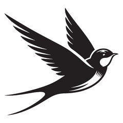 Mid-Sky Swallow silhouette in motion – Swallow illustration – Minimalist Swallow vector – Bird silhouette

