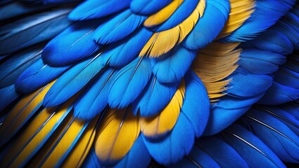 Obraz premium Blue and Gold Macaw's Wing Feathers