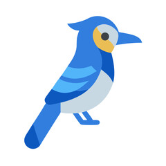 Stylized blue jay illustration on black backdrop