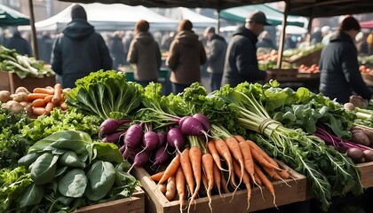 Fresh Produce Display at Outdoor Farmers Market