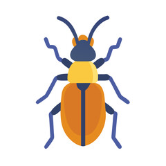 Flat vector icon depicting a colorful beetle insect