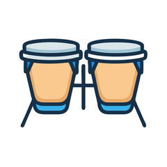 Illustration of two conga drums against a black background